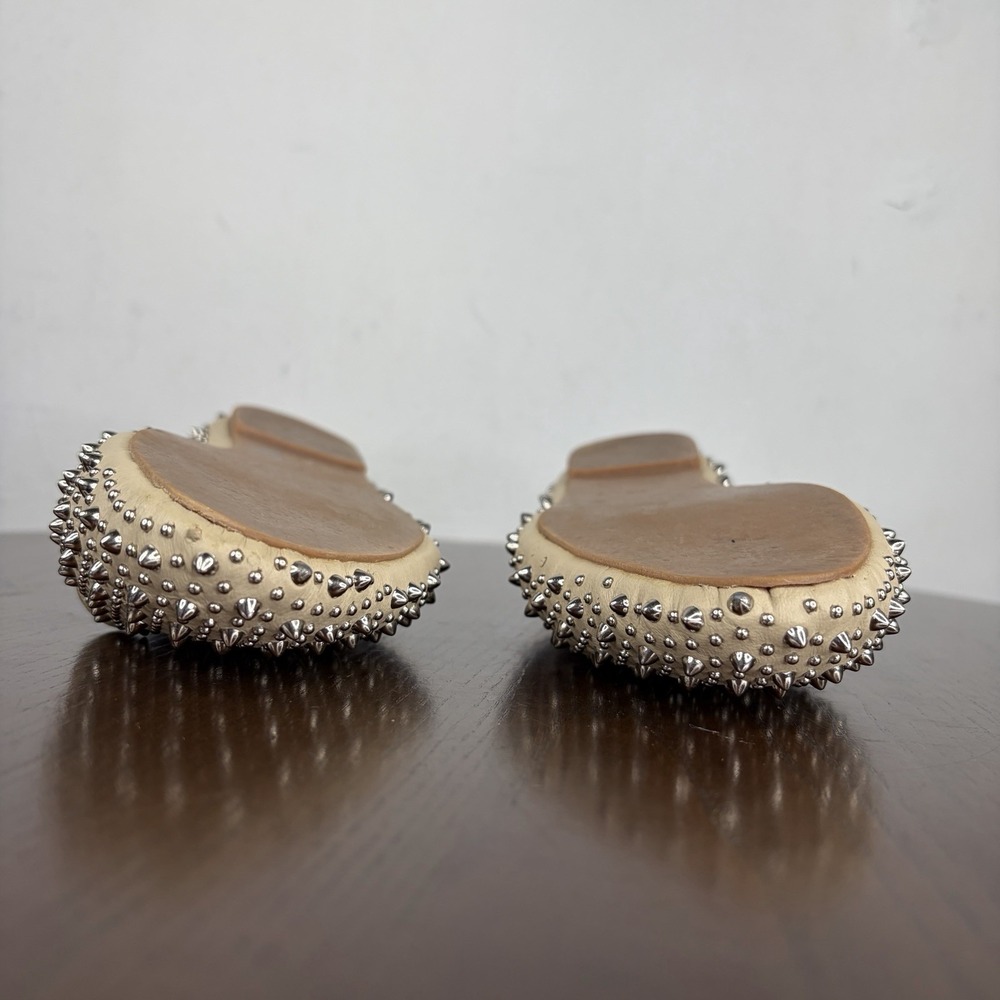 Jeffrey Campbell Martini Loafer Shoes Women's 7.5 Nude Studded Spiked Flats - Picture 15 of 16